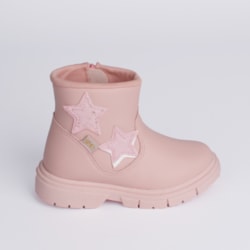 Bota Coturno Infantil Kidy Cano Curto Estrela Rosa Nude
