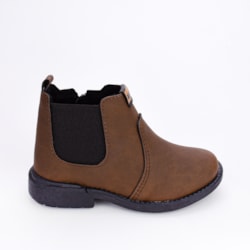 Bota Coturno Infantil Kidy Max Fecho Duplo Café E Preto