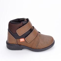 Bota Coturno Infantil Kidy Max Fecho Duplo Café E Preto