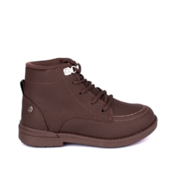 Bota Coturno Kidy Walk Cano Curto Cadarço Marrom