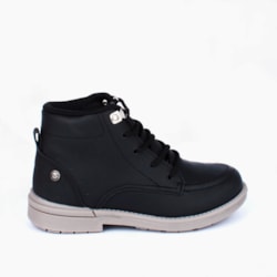 Bota Coturno Kidy Walk Cano Curto Cadarço Preto