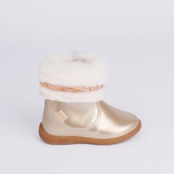Bota Infantil Kidy Baby Soft com Pelinho e Strass Dourada