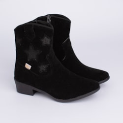 Bota Infantil Kidy Folk Boho Cano Curto com Estrelas Preto