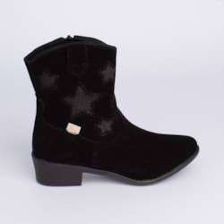 Bota Infantil Kidy Folk Boho Cano Curto com Estrelas Preto