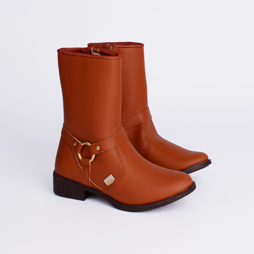Bota Infantil Montaria Kidy Cano Médio Argola Marrom Canela