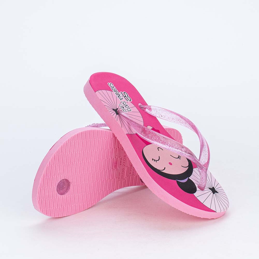 Chinelo de Dedo Menina Sabrina Sato Oriental Glitter Pink