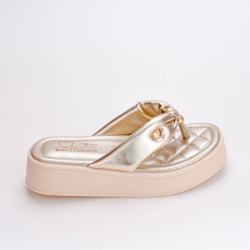 Chinelo Flatform Infantil Menina Kidy Nuvem Dourado