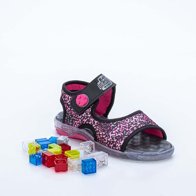 Papete Infantil Feminina Kidy Blocks Mania Preto e Pink  com brinquedo