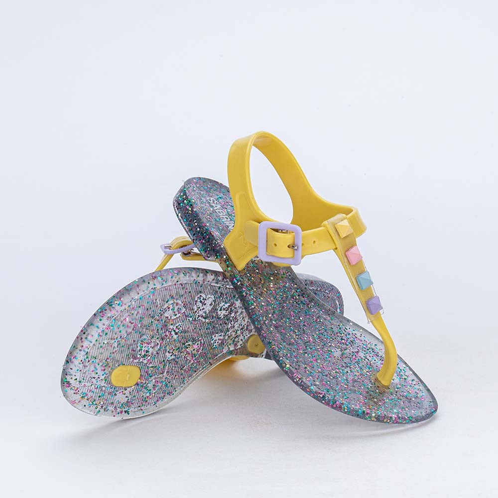 Sandália de Dedo Menina Sabrina Sato Amarelo com Glitter