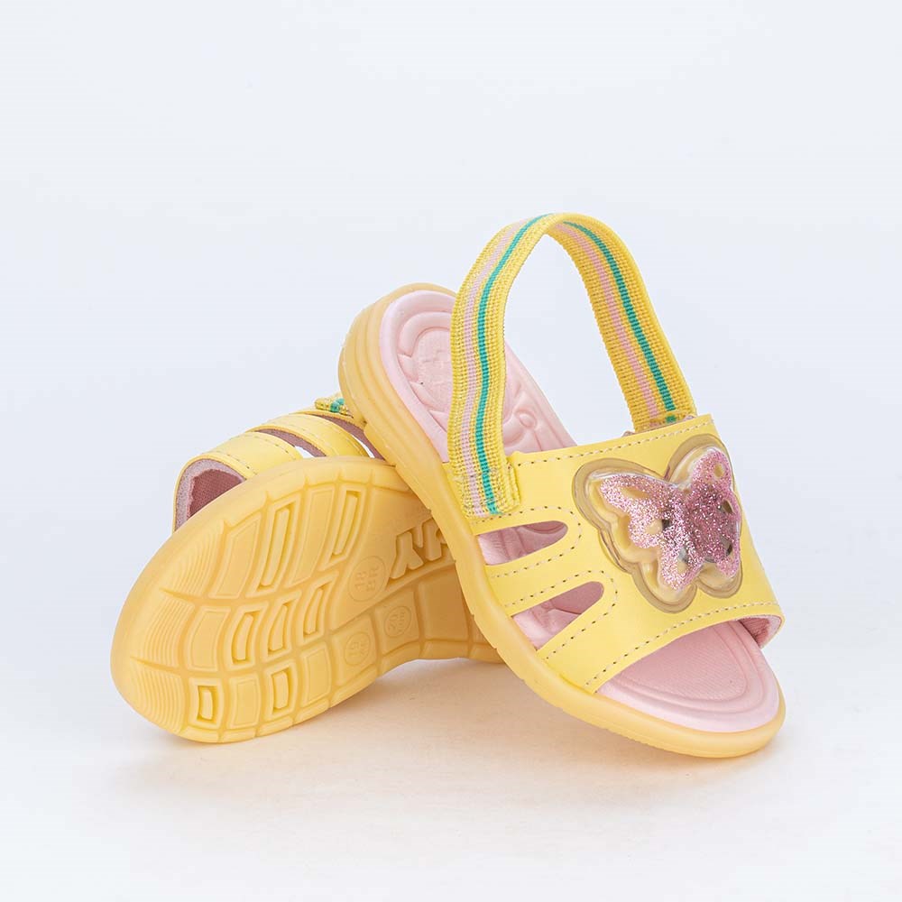 Sandália de Led para Bebês Kidy com Borboleta de Luz Amarela
