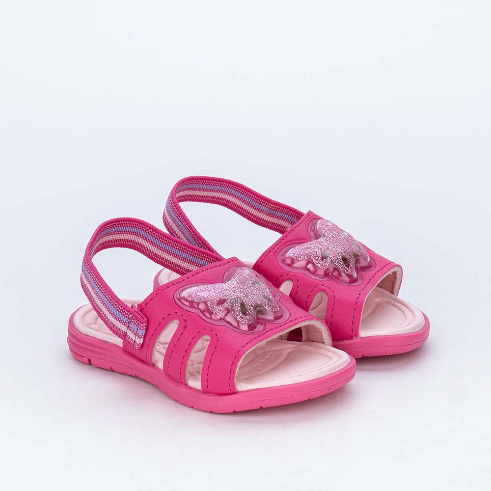 Sandália de Led para Bebês Kidy com Borboleta de Luz Pink