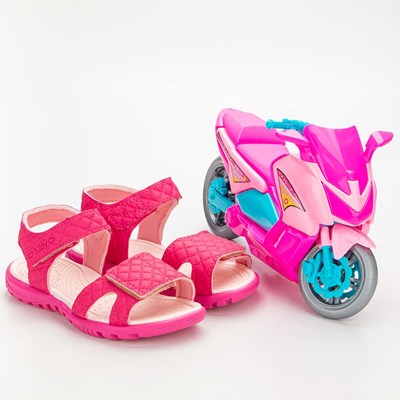 Sandália Infantil Feminina Papete Kidy Gloss Pink com Brinquedo