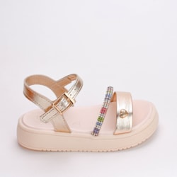 Sandália Infantil Kidy Mini Flat Form Com Strass Dourado