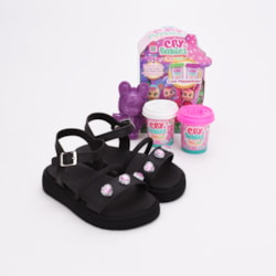 Sandália Infantil Kidy Mini Flatform Com Boneca Surpresa Preto