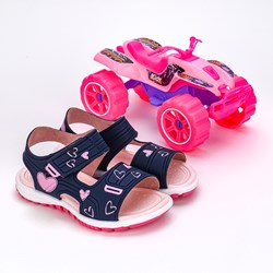 Sandália Infantil Papete Kidy Toys Azul Pink com Brinquedo