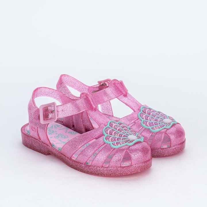 Sandália Infantil para Menina Mar e Cor Rosa com Glitter