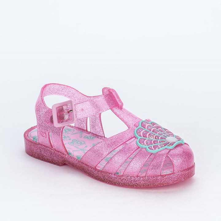 Sandália Infantil para Menina Mar e Cor Rosa com Glitter