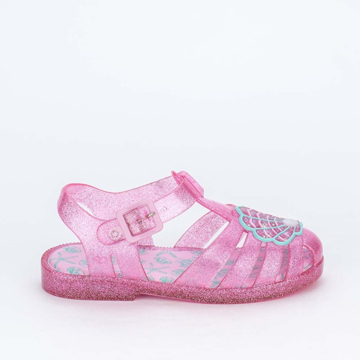 Sandália Infantil para Menina Mar e Cor Rosa com Glitter