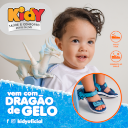 Sandália Papete Infantil Kidy Fly Dinossauro Azul Marinho