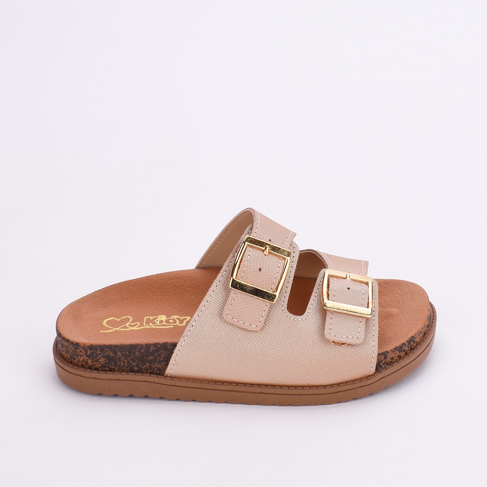 Sandália Papete Infantil Menina Kidy Fashion Com Fivela Dourado