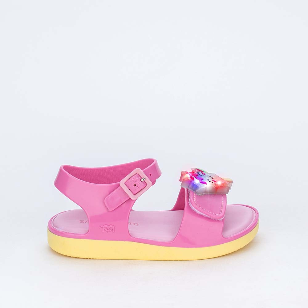 Sandália Papete Menina com Led Sabrina Sato Rosa e Amarelo - Kidy