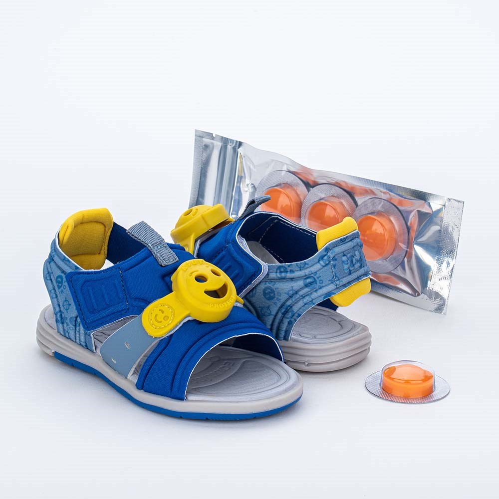 Sandália para Bebê Kidy Protect Repelente Azul e Amarelo