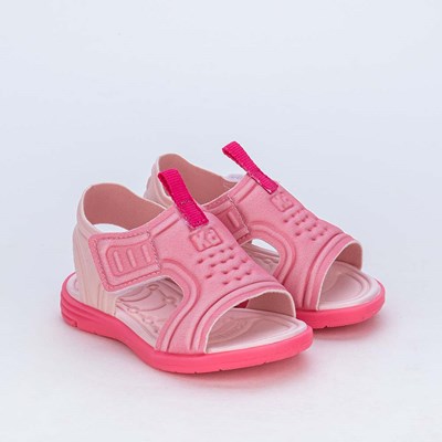 Sandália para Bebê Menina Equilíbrio Rosa com detalhe Pink