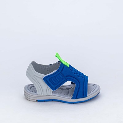 Sandália para Bebê Menino Equilíbrio Azul Royal detalhe Neon