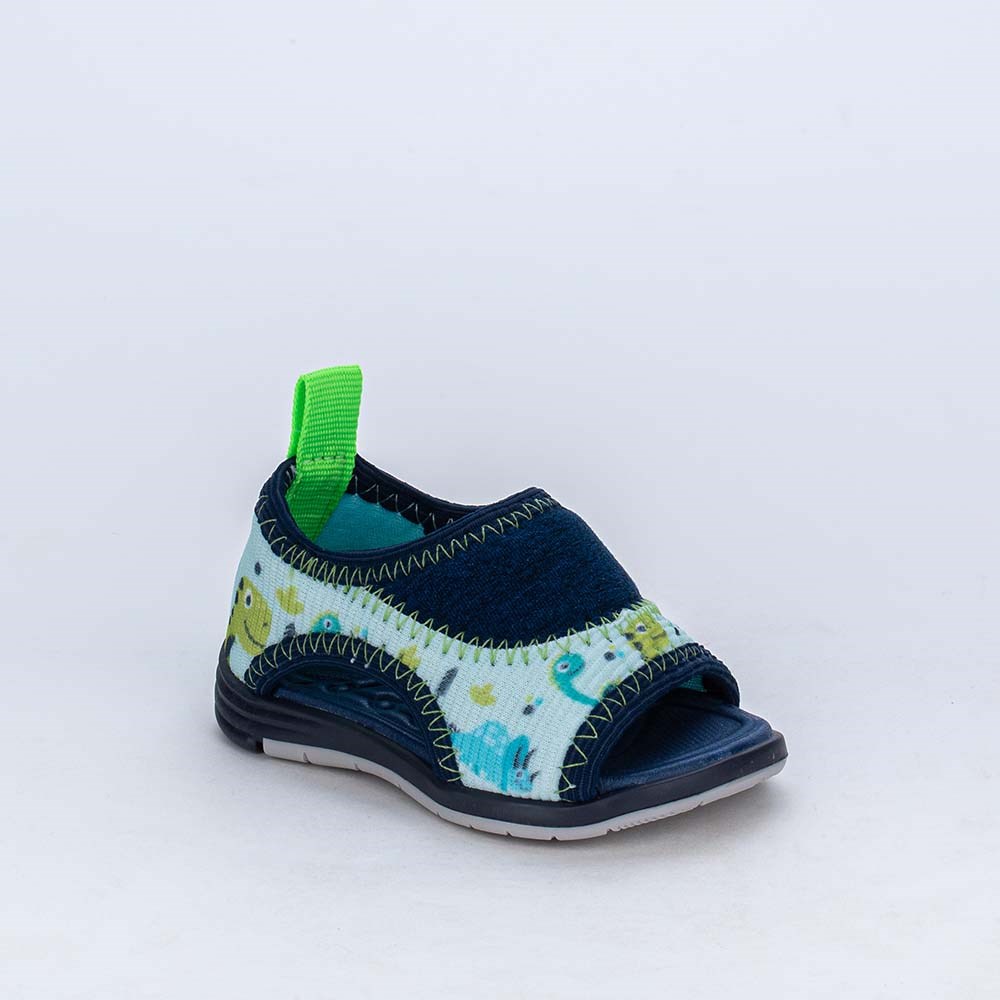 Sandália para Bebê Menino Equilíbrio Super Comfy Dino Azul