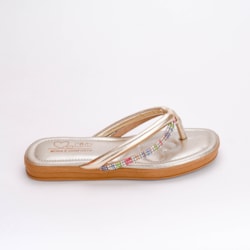 Sandália Rasteira Flat Infantil Kidy Com Strass Dourado