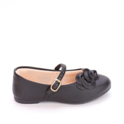 Sapatilha Bailarina Infantil Kidy Comfort Preto Com Flor