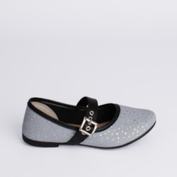 Sapatilha Bailarina Kidy Soft  Brilho Jeans Preto - Respirável Confort
