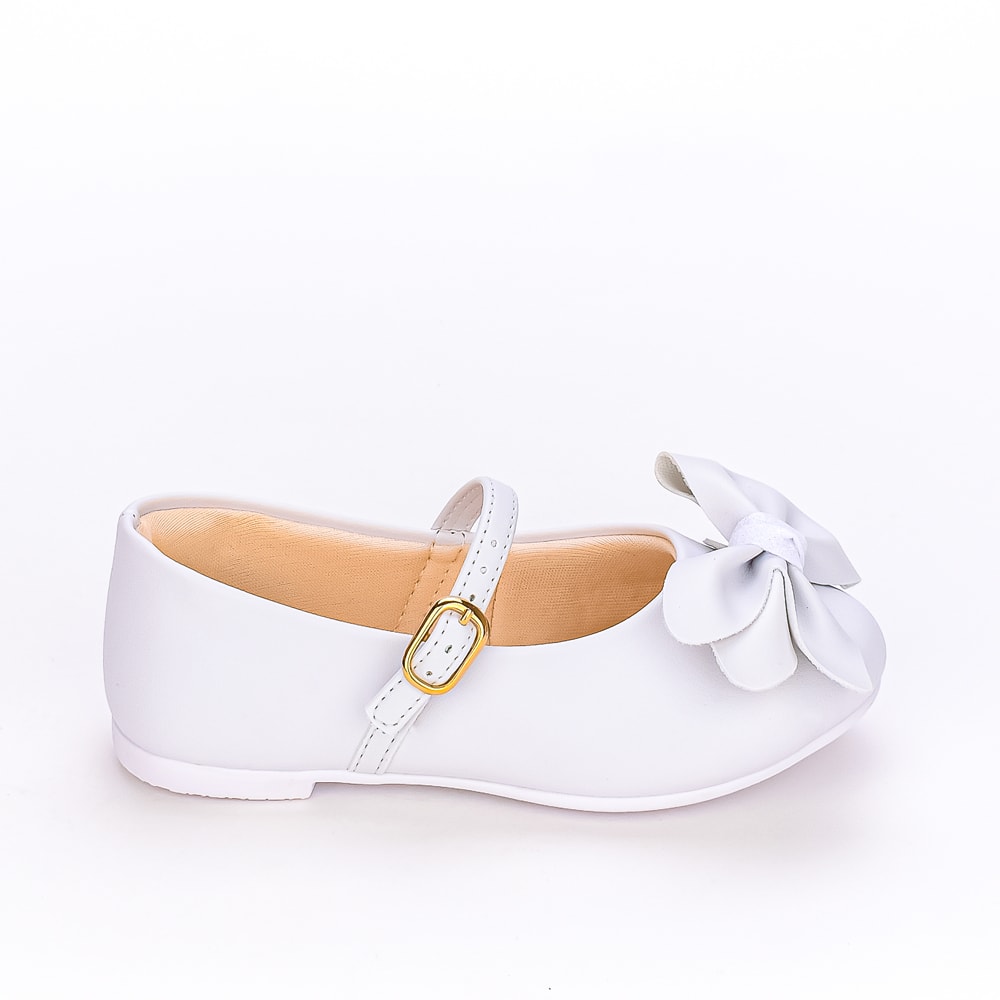 Sapatilha Infantil Feminina Kidy Estilo Boneca Laço Branco