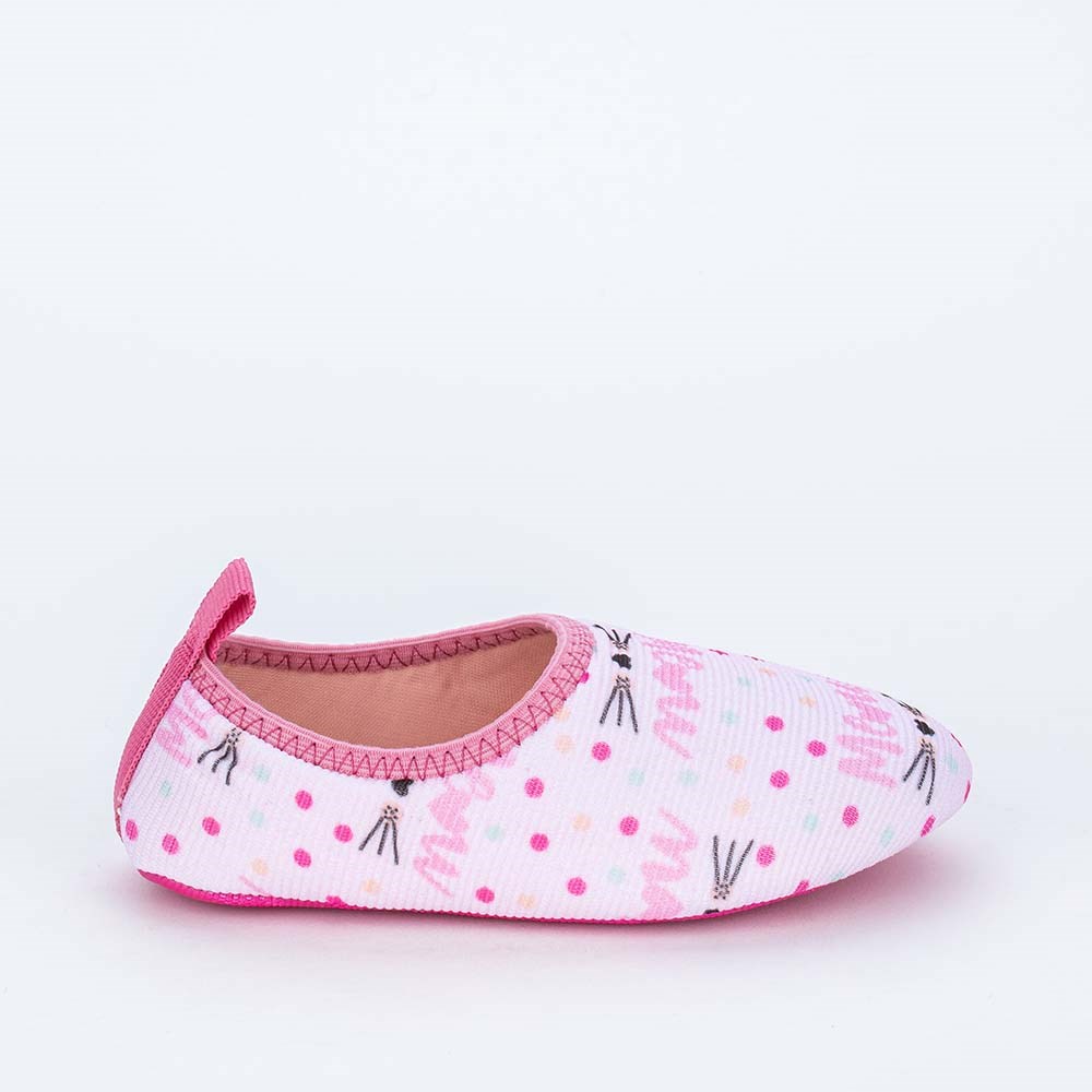 Sapatilha Meia Infantil Kidy Socks Gatinha Rosa e Pink