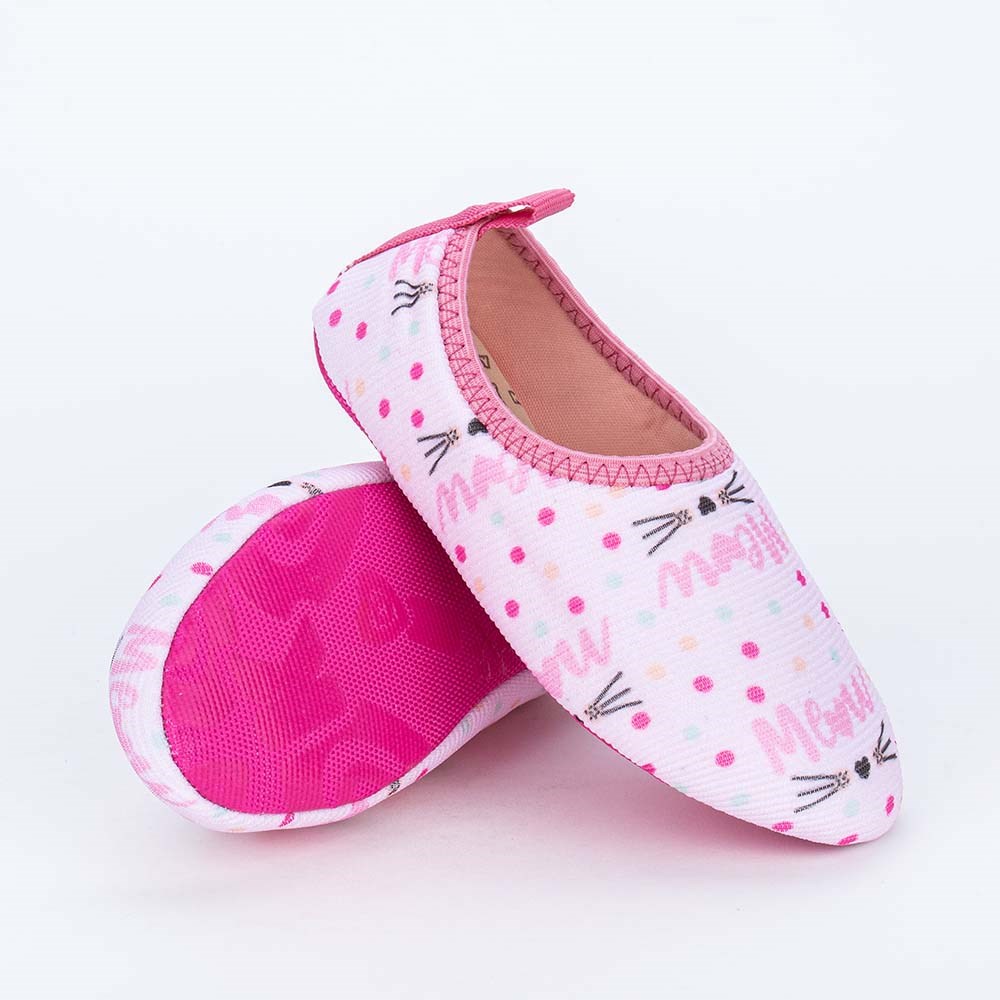 Sapatilha Meia Infantil Kidy Socks Gatinha Rosa e Pink