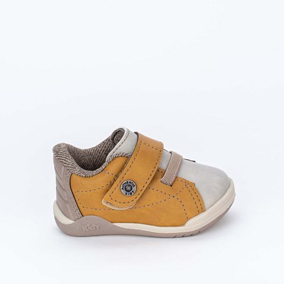 Sapato Bebê Menino Kidy Colors Casual Mostarda e Taupe