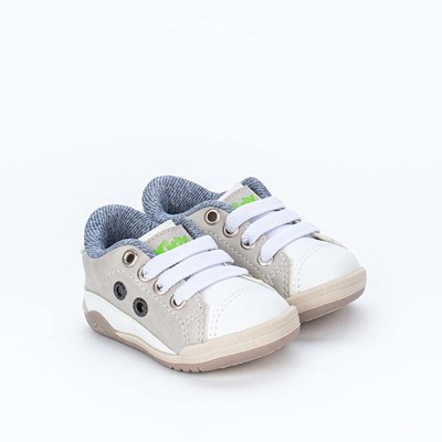 Sapato Bebê Menino Kidy Colors Casual Natural e Branco