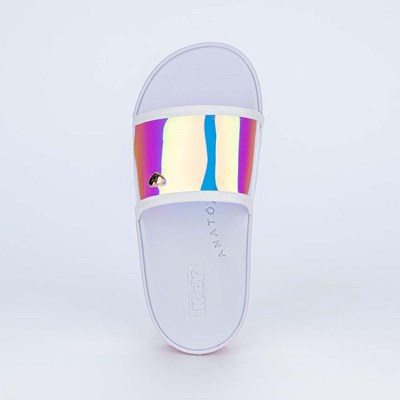 Slide Infantil Feminino Kidy com Faixa Holográfica Branco