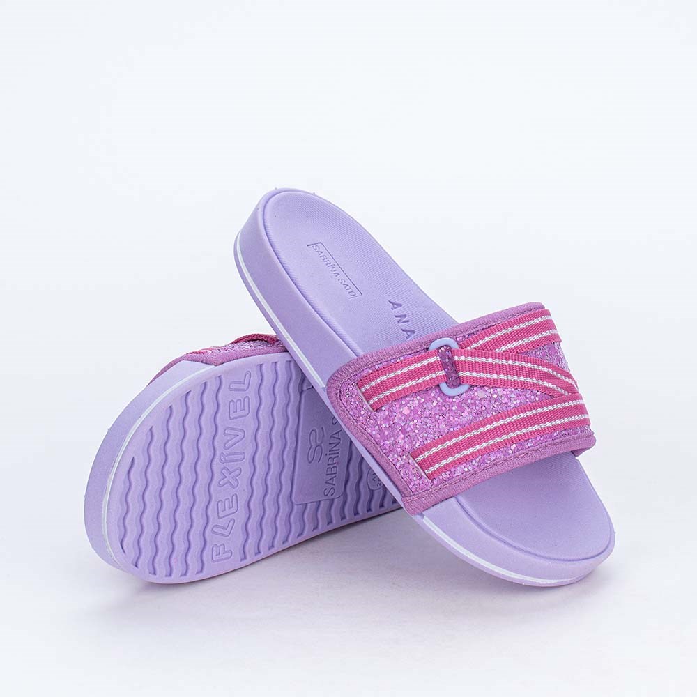 Slide Infantil para Meninas Sabrina Sato Comfy Glitter Lilás