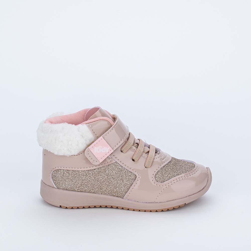 Tênis Botinha de Bebê Menina Kidy Colors Bege Pelinho- Kidy