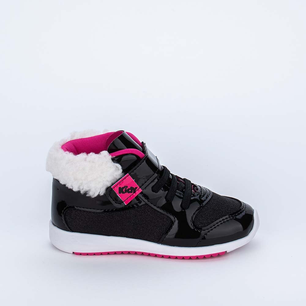 Tênis Botinha de Bebê Menina Kidy Colors Preto Pelinho- Kidy
