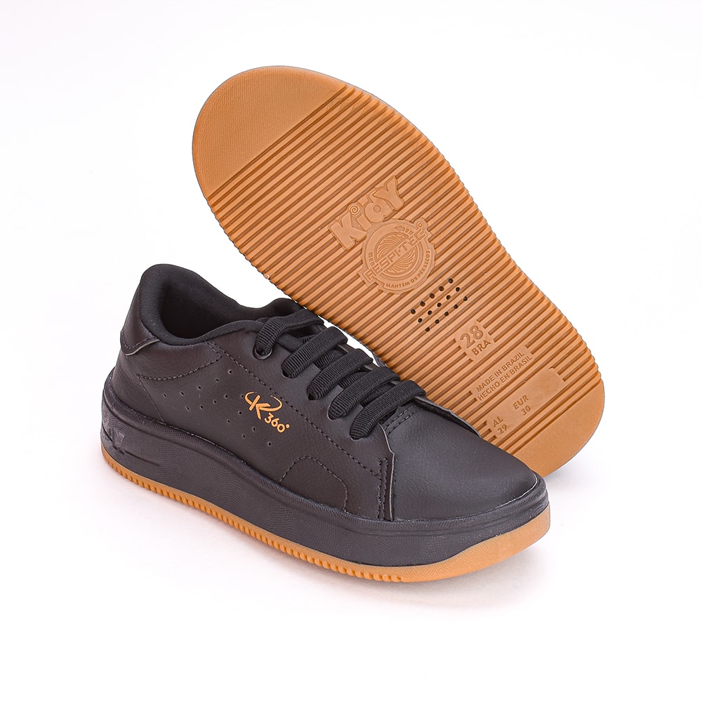 Tênis Casual Infantil Masculino Kidy Respitec Cadarço Preto