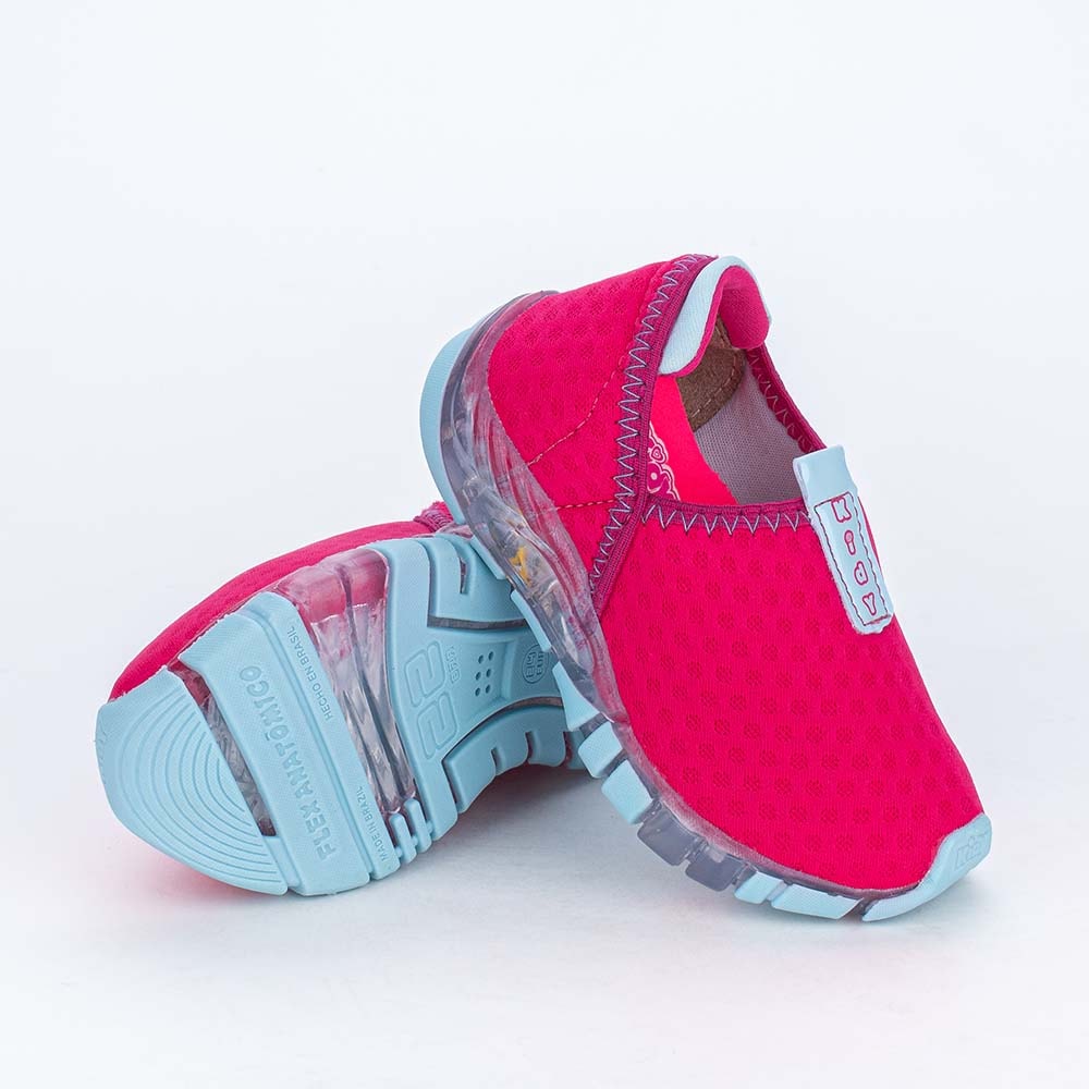 Tênis de Led Infantil Feminino Calce Fácil Kidy Pink e Anis - Kidy