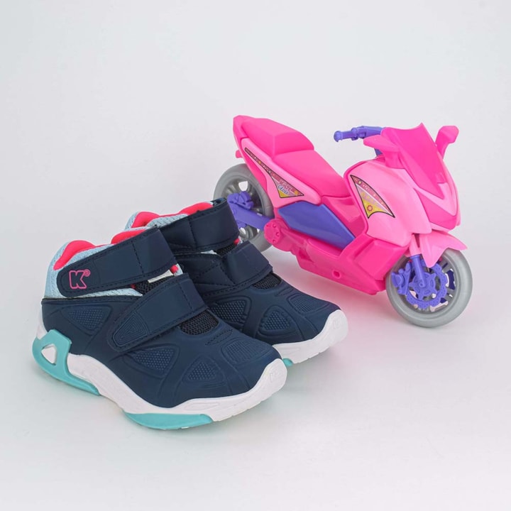 Tênis Infantil Kidy Play + Moto Feminino - Preto+Pink