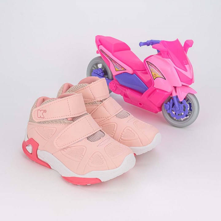 Tênis Infantil Kidy Play + Moto Feminino - Preto+Pink