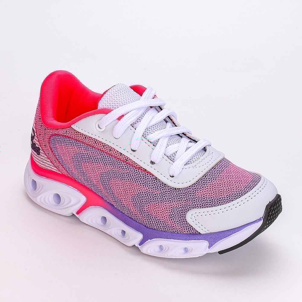Tênis Infantil Esportivo Kidy Impulso Branco Lilás e Pink
