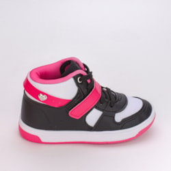 Tênis Infantil Kidy Astral Com Glitter Preto Branco Pink