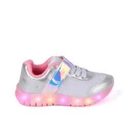 Tênis Infantil Kidy de Luz Light Fun Prata e Rosa - Moderno e Confortá
