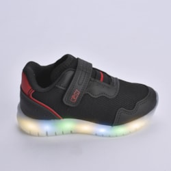 Tênis Infantil Kidy de Luz Light Fun Preto e Vermelho - Resistente e V