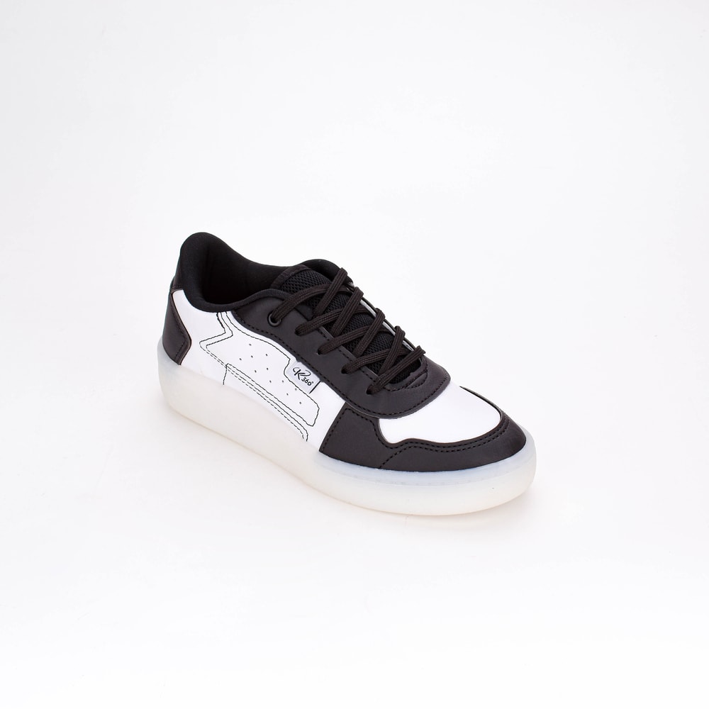 Tênis Infantil Kidy De Rodinha Com Led Preto Branco